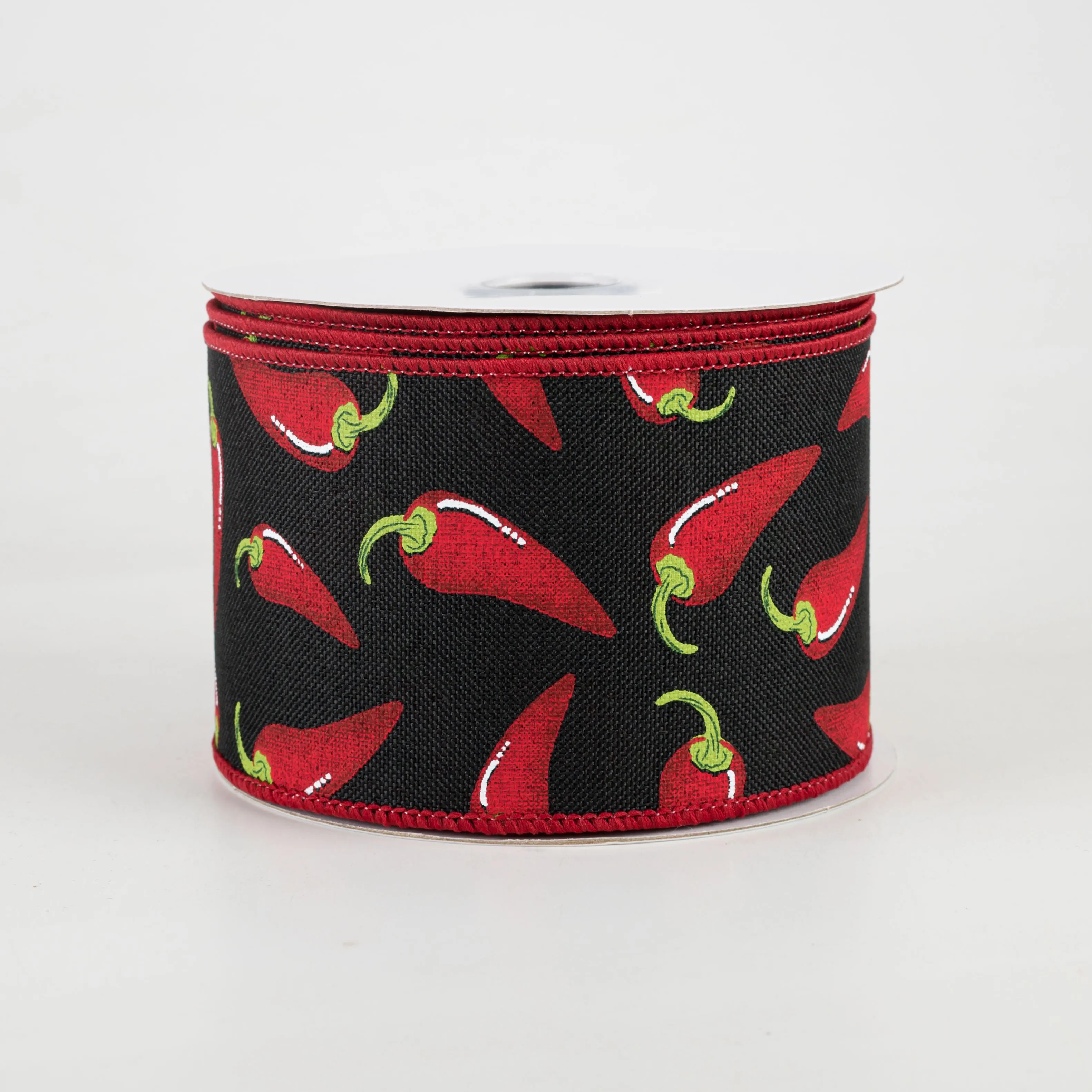 2.5" Chili Peppers Ribbon: Black (10 Yards)