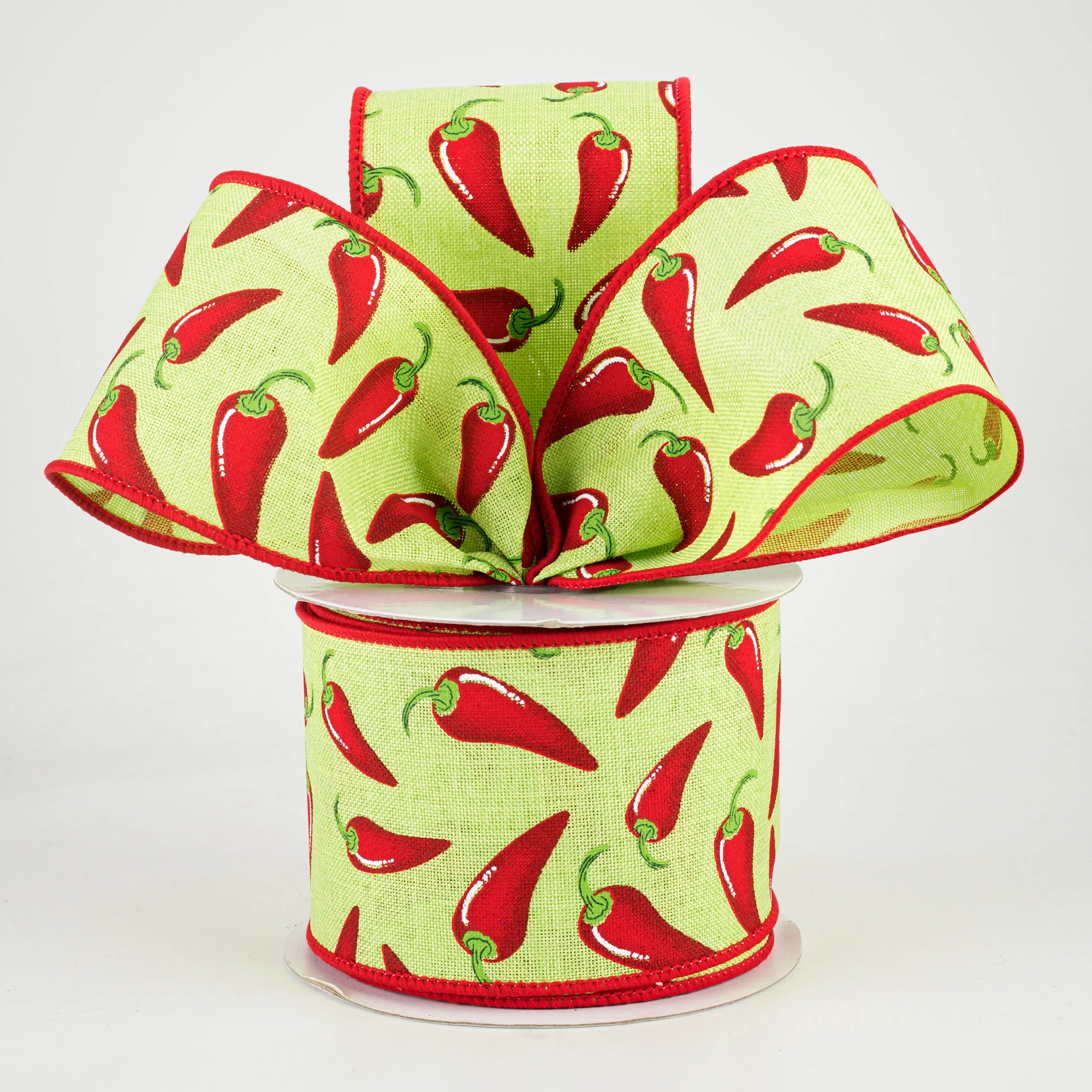 2.5" Chili Peppers Ribbon: Bright Green (10 Yards)