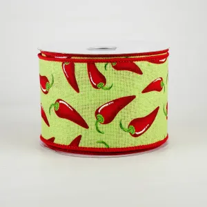 2.5" Chili Peppers Ribbon: Bright Green (10 Yards)