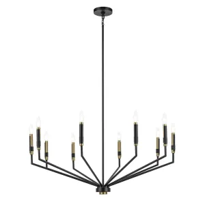 Armand 38" Armand 10-Light Chandelier 1-Tier, Black and bronze Finish