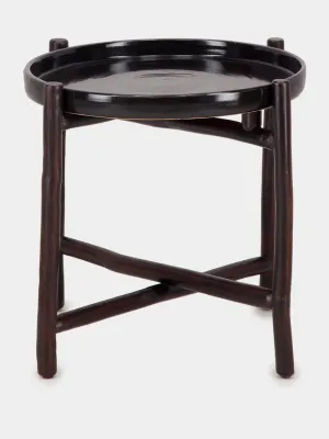 Black Mida Dark Brown Wood Table