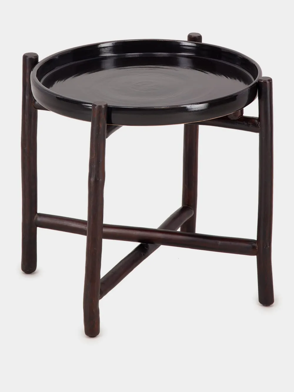 Black Mida Dark Brown Wood Table