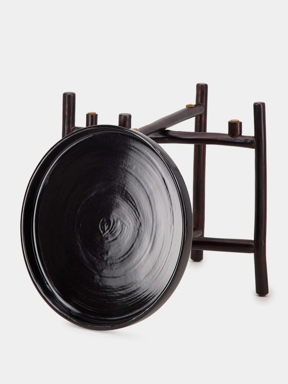 Black Mida Dark Brown Wood Table