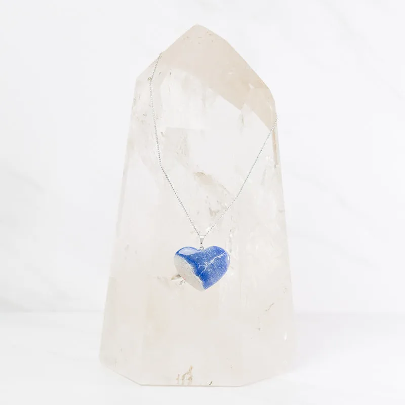 Blue Aventurine heart  necklace on a sterling silver chain