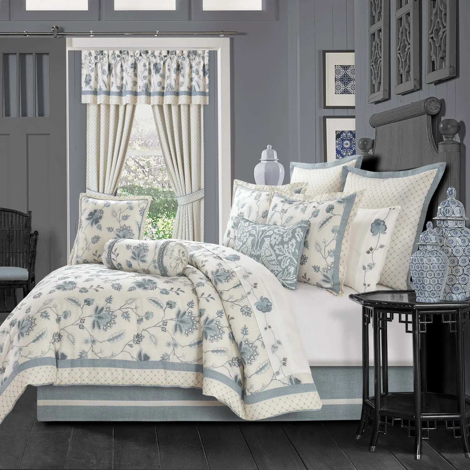 Blue Garden Boudoir Decorative Throw Pillow