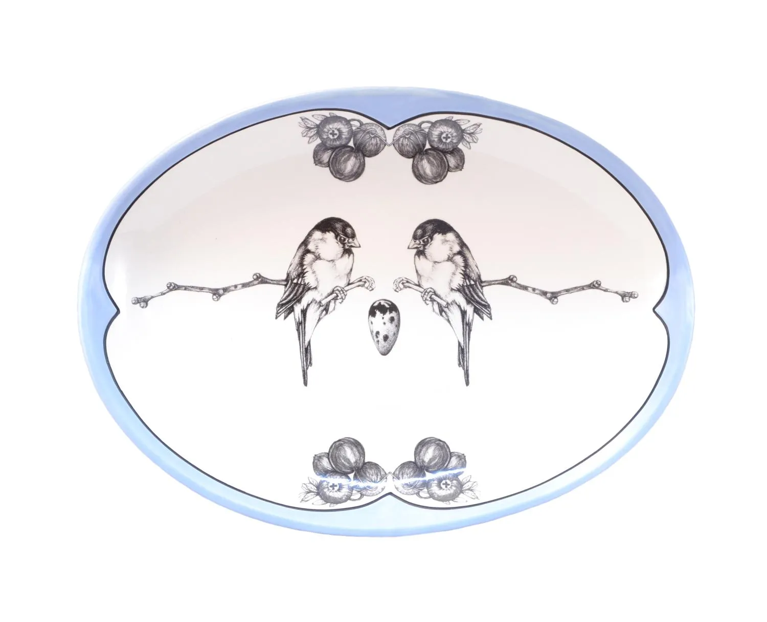 Chickadee and Quail Egg Oval Platter