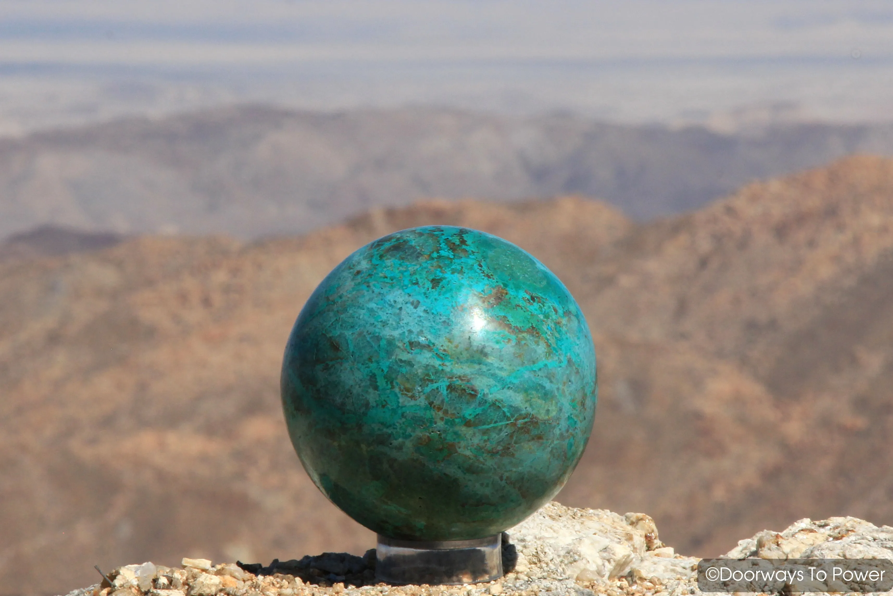 Chrysocolla Crystal Gemstone Sphere Ball 4.5" Peru "Gentle Healer"