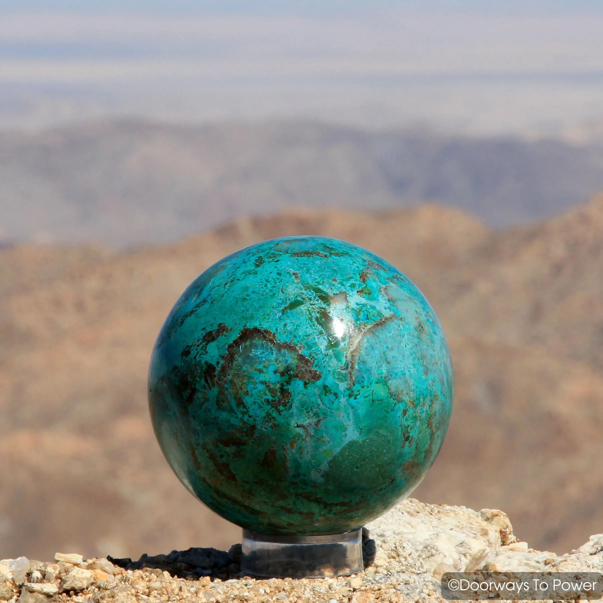 Chrysocolla Crystal Gemstone Sphere Ball 4.5" Peru "Gentle Healer"
