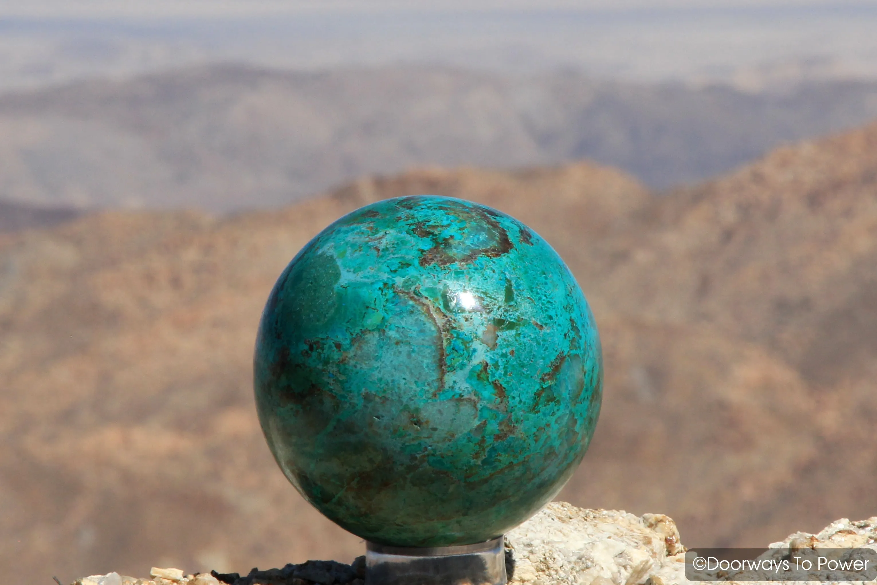 Chrysocolla Crystal Gemstone Sphere Ball 4.5" Peru "Gentle Healer"