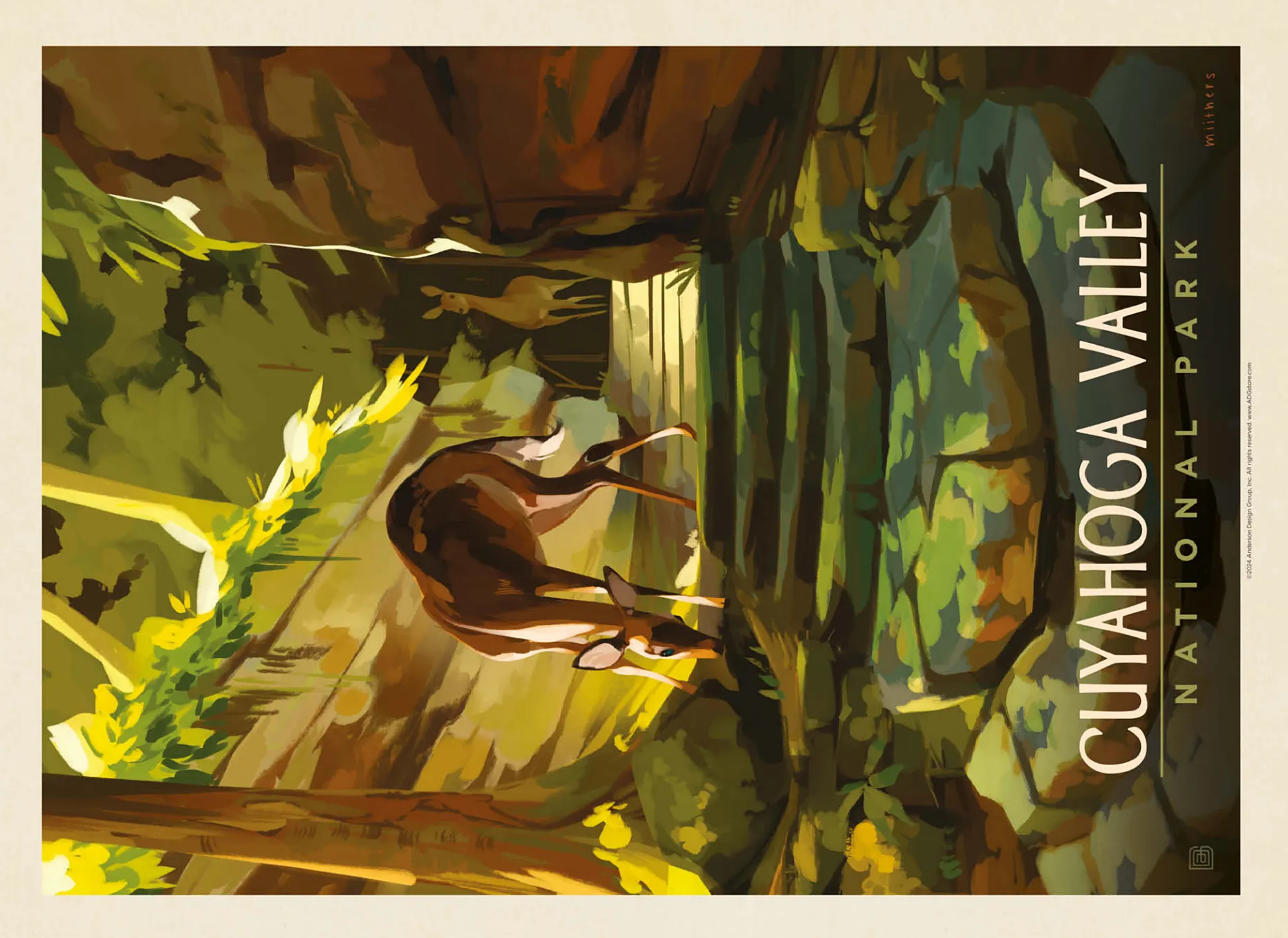 Cuyahoga Valley National Park: Daybreak Deer, Vintage Poster