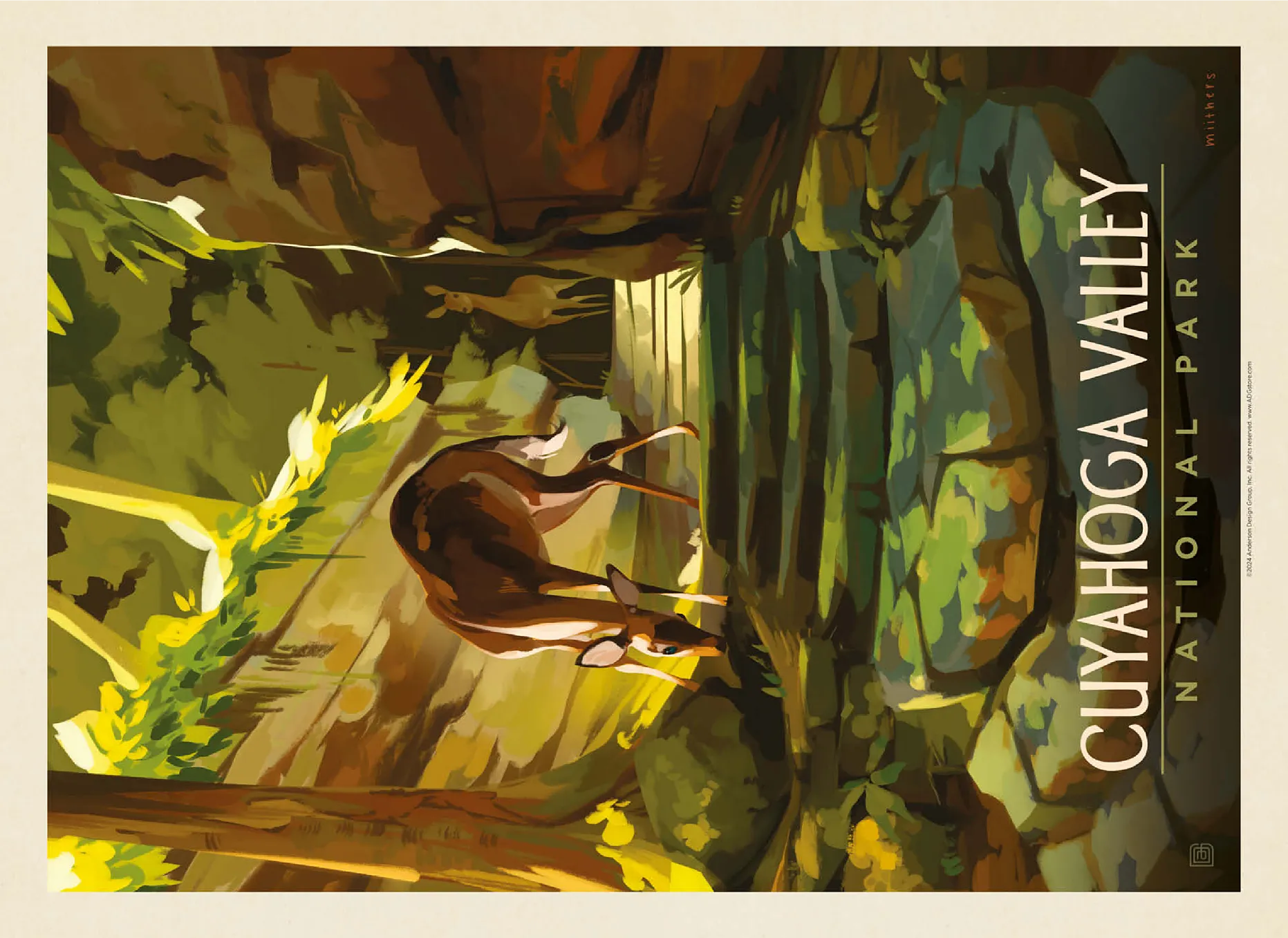 Cuyahoga Valley National Park: Daybreak Deer, Vintage Poster