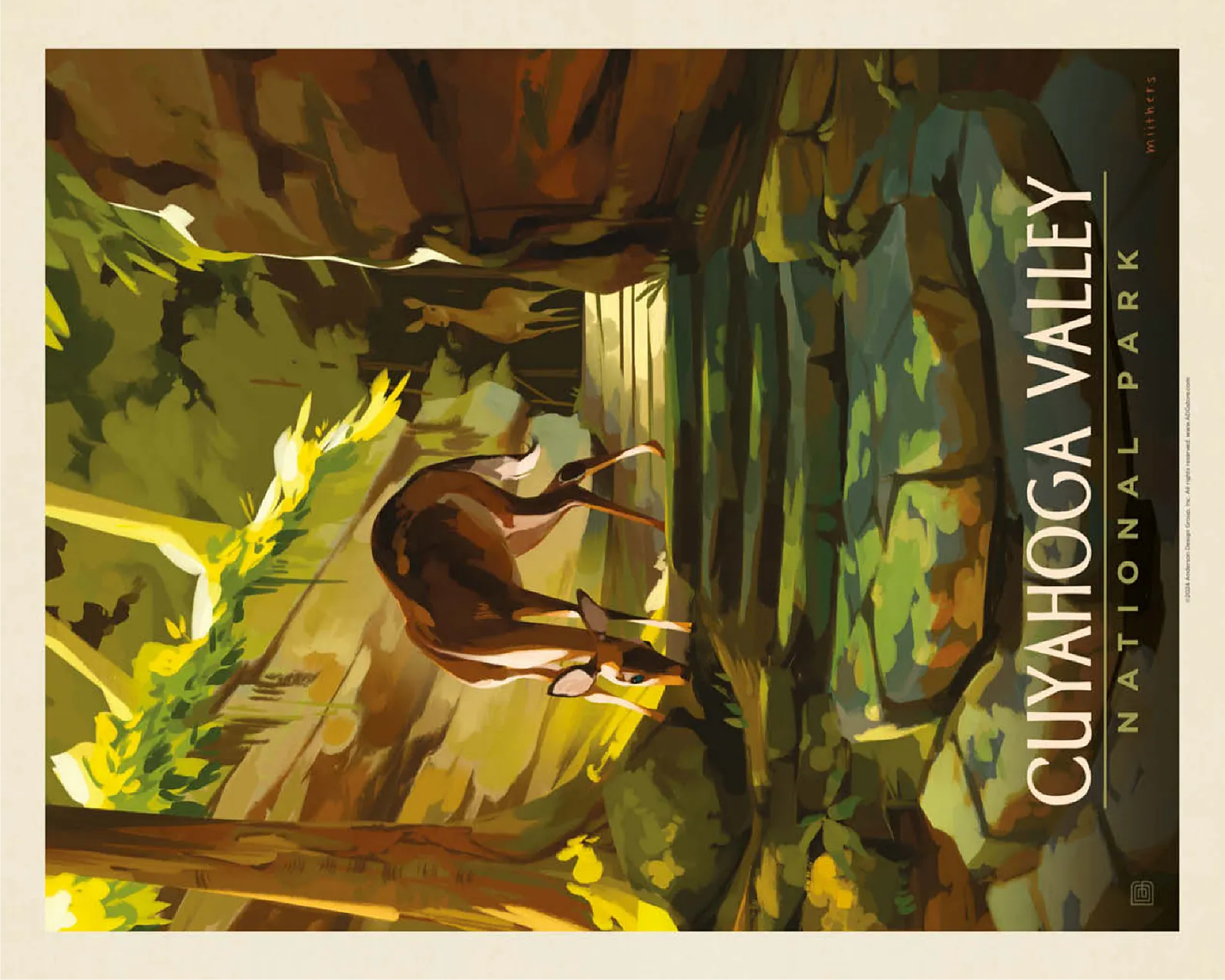 Cuyahoga Valley National Park: Daybreak Deer, Vintage Poster