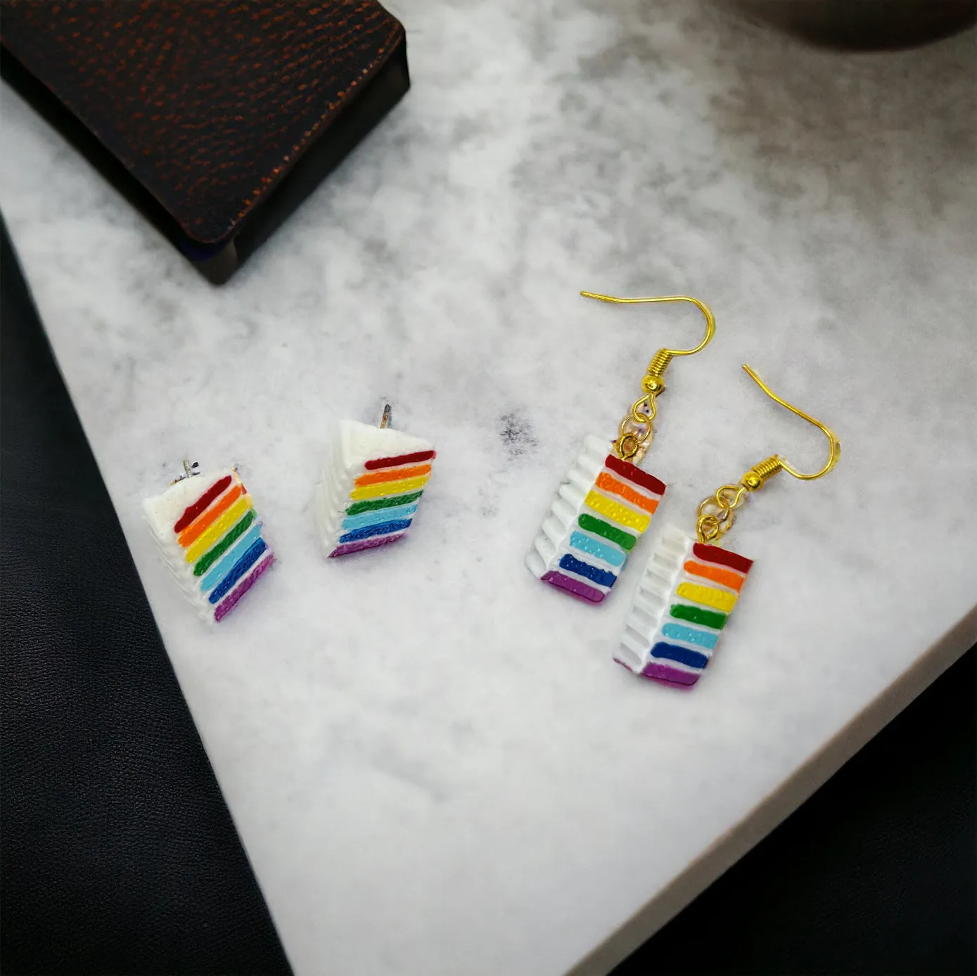 Doberge Cale Earrings - Doberge Earrings, Birthday Earrings, Handmade Jewelry, Rainbow Earrings, Food Earrings, Cake Earrings, Rainbow Accessories, Rainbow Doberge