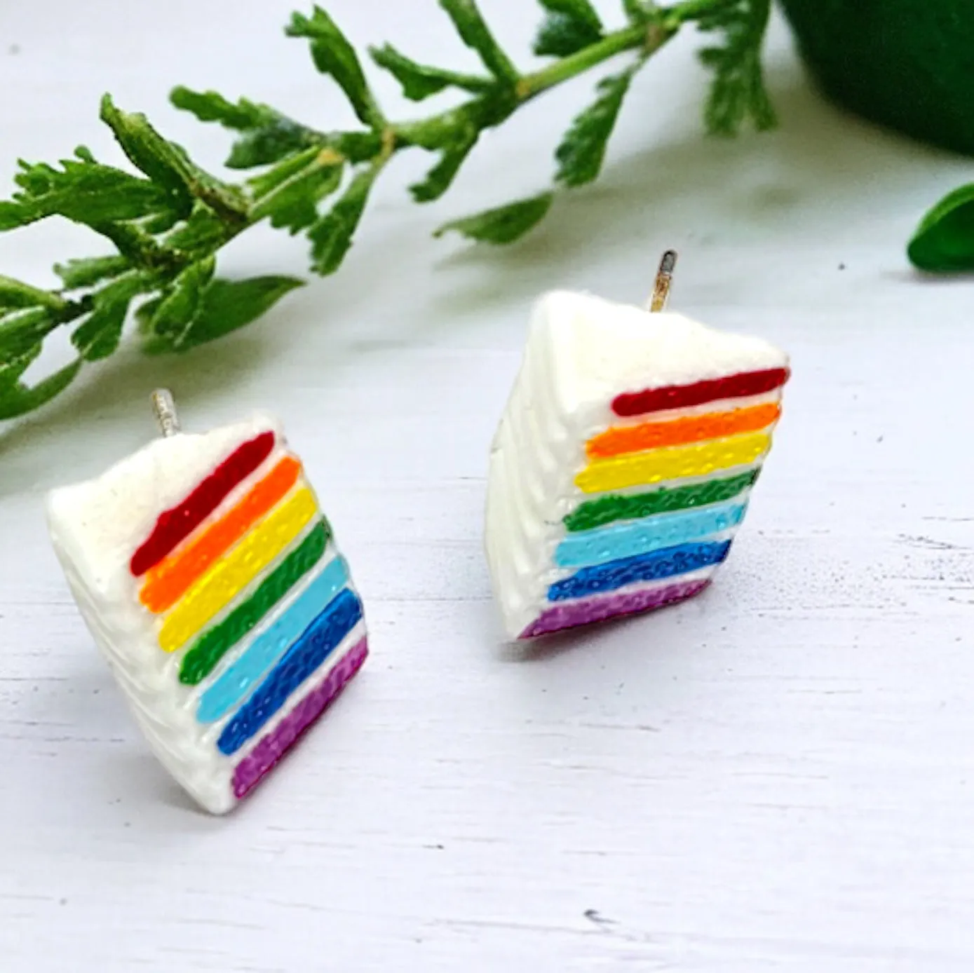 Doberge Cale Earrings - Doberge Earrings, Birthday Earrings, Handmade Jewelry, Rainbow Earrings, Food Earrings, Cake Earrings, Rainbow Accessories, Rainbow Doberge