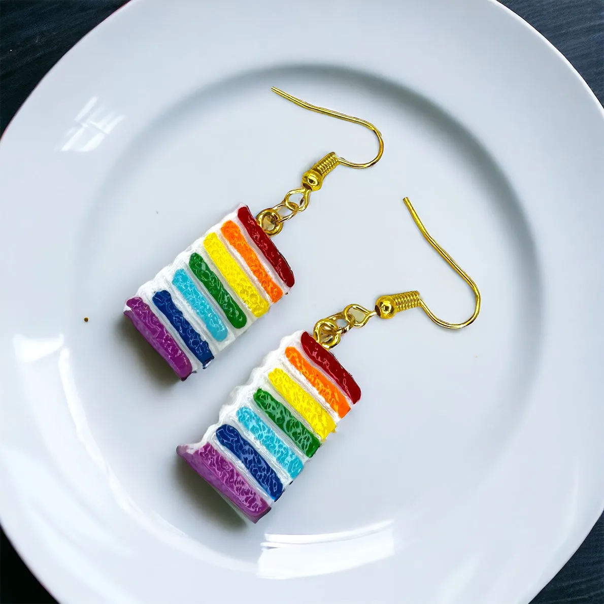 Doberge Cale Earrings - Doberge Earrings, Birthday Earrings, Handmade Jewelry, Rainbow Earrings, Food Earrings, Cake Earrings, Rainbow Accessories, Rainbow Doberge