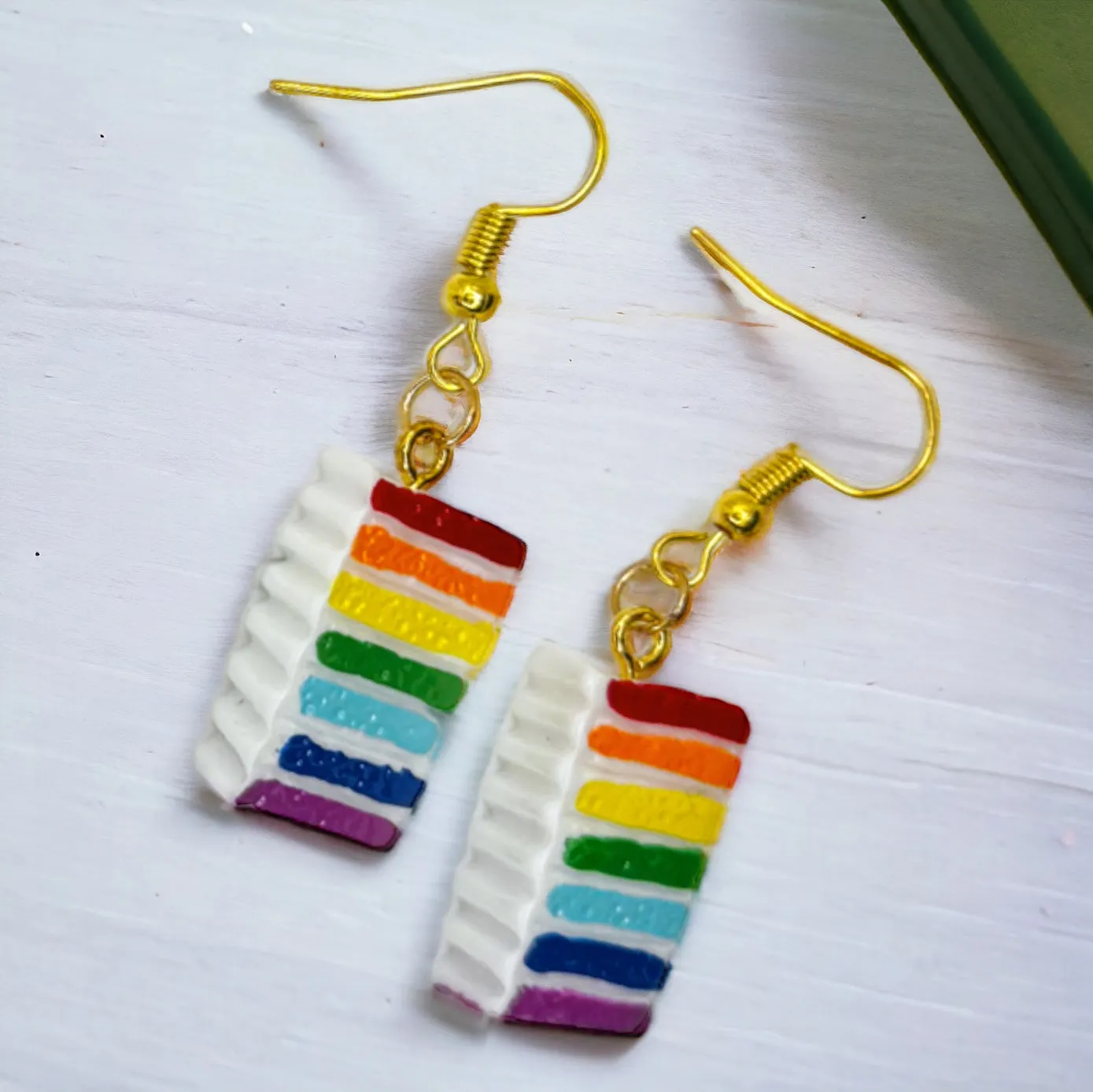 Doberge Cale Earrings - Doberge Earrings, Birthday Earrings, Handmade Jewelry, Rainbow Earrings, Food Earrings, Cake Earrings, Rainbow Accessories, Rainbow Doberge