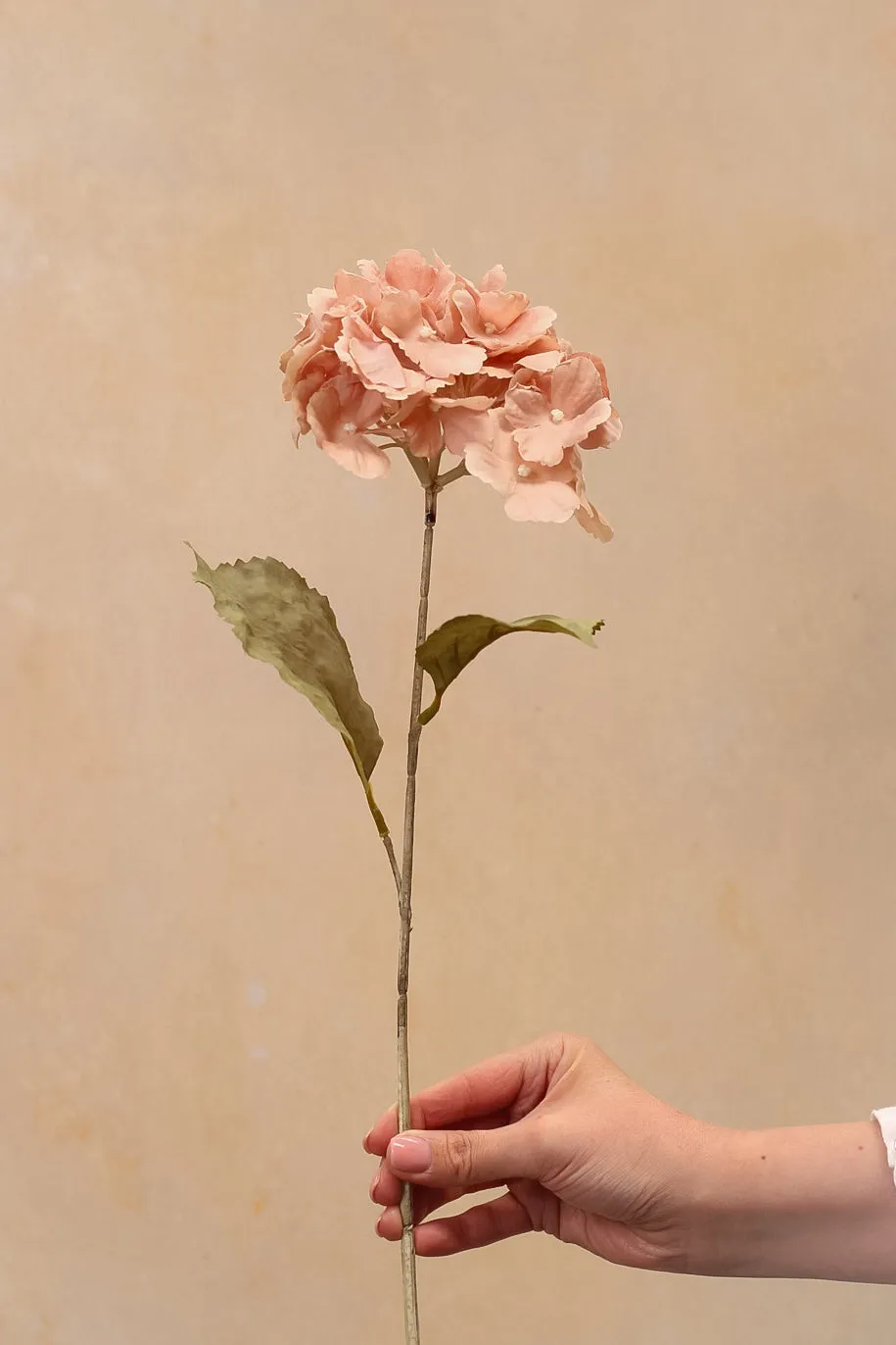 Faux Muted Blush Hydrangea Stem