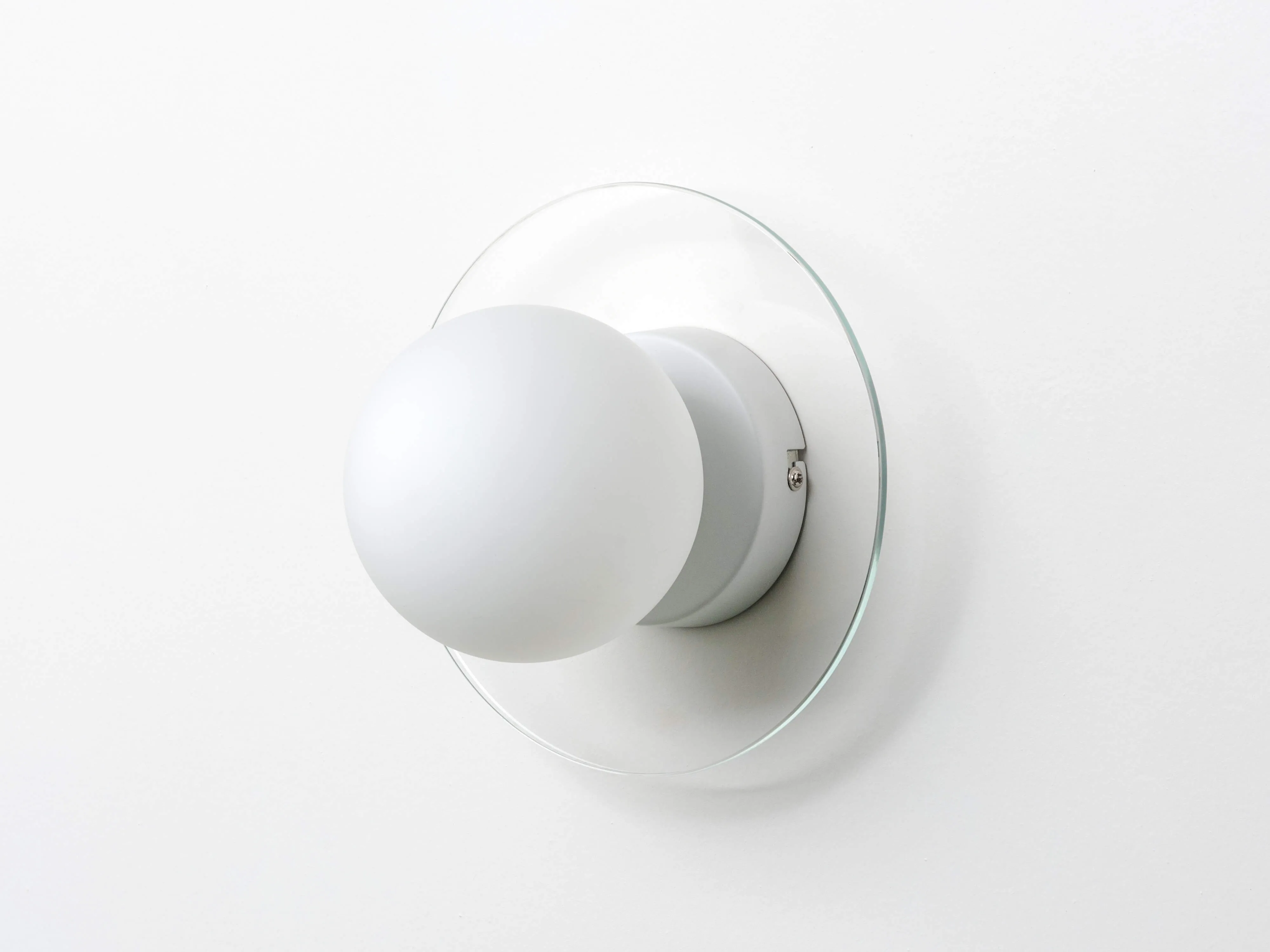 Glass opal disk wall light