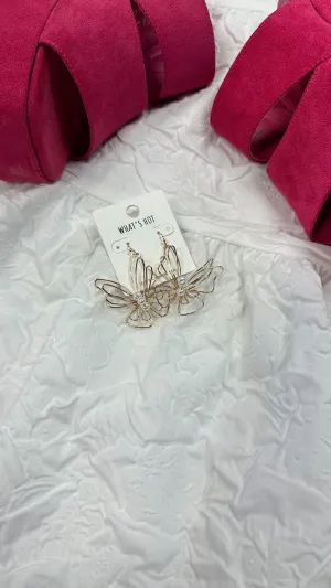 Gold Wired Butterfly with Pearls 1.5" Earring