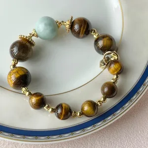 Green Angelite & Golden Tigereye Bracelet