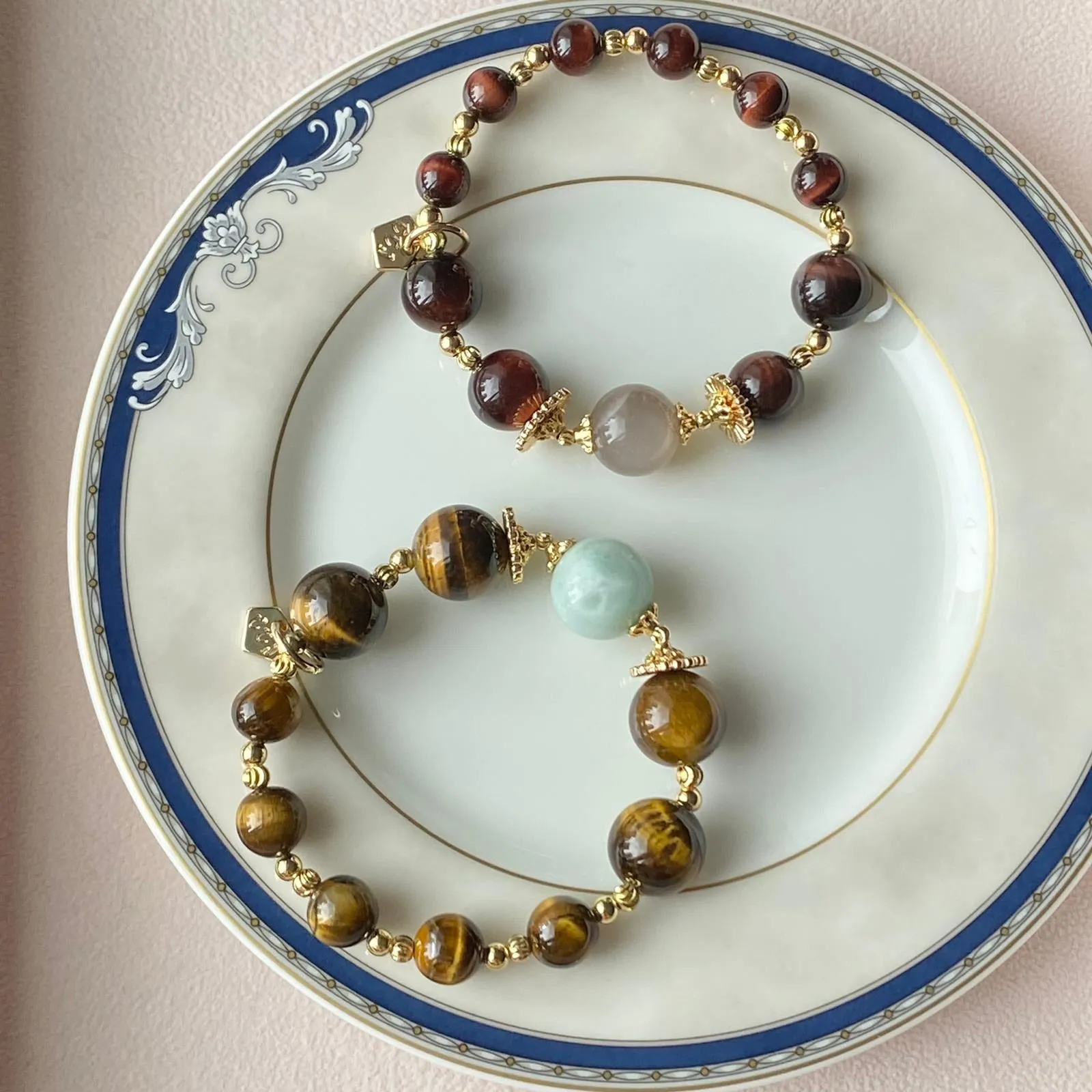 Green Angelite & Golden Tigereye Bracelet