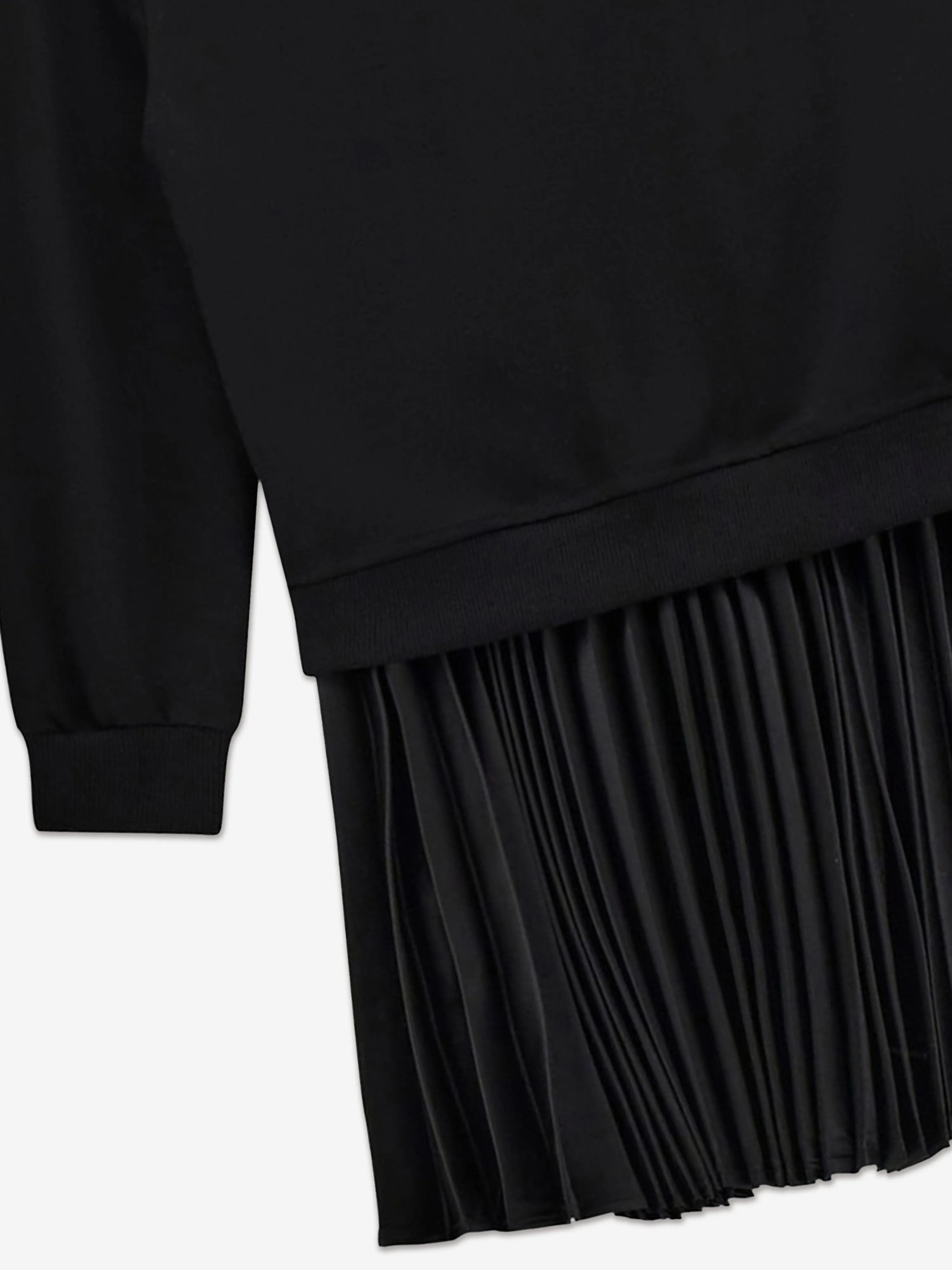 Guess Girls Mixed Fabric Pleated Dress in Black