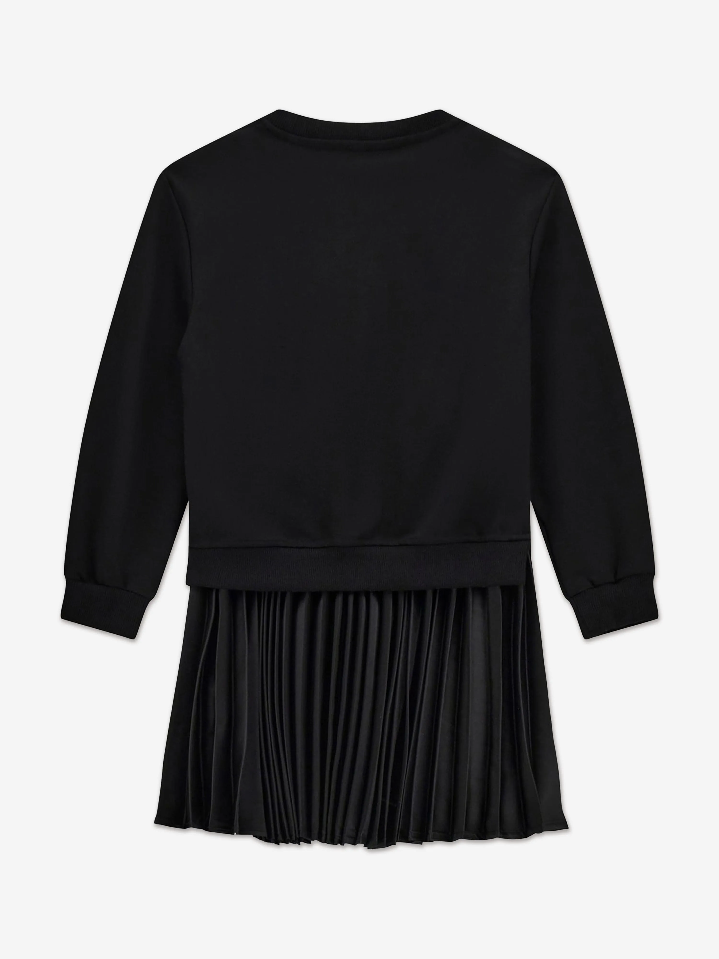 Guess Girls Mixed Fabric Pleated Dress in Black