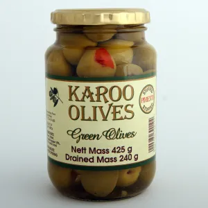 Karoo Green Pimiento Stuffed Olives 425g