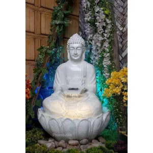 Lotus Buddha Water Fountain for Home, Office, Garden Large Size Water Fountain Items for Living Room | Bedroom | (Pure White)