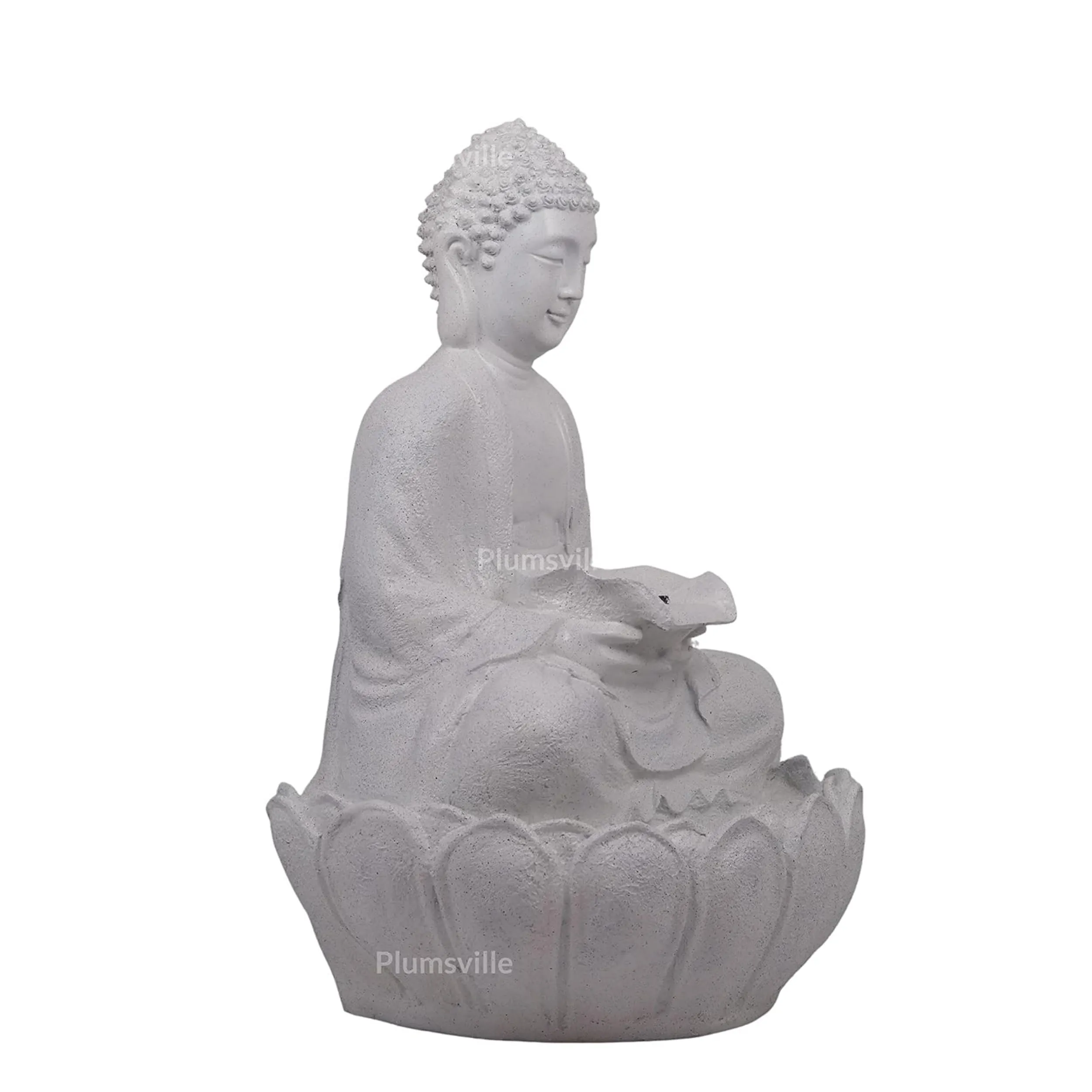 Lotus Buddha Water Fountain for Home, Office, Garden Large Size Water Fountain Items for Living Room | Bedroom | (Pure White)