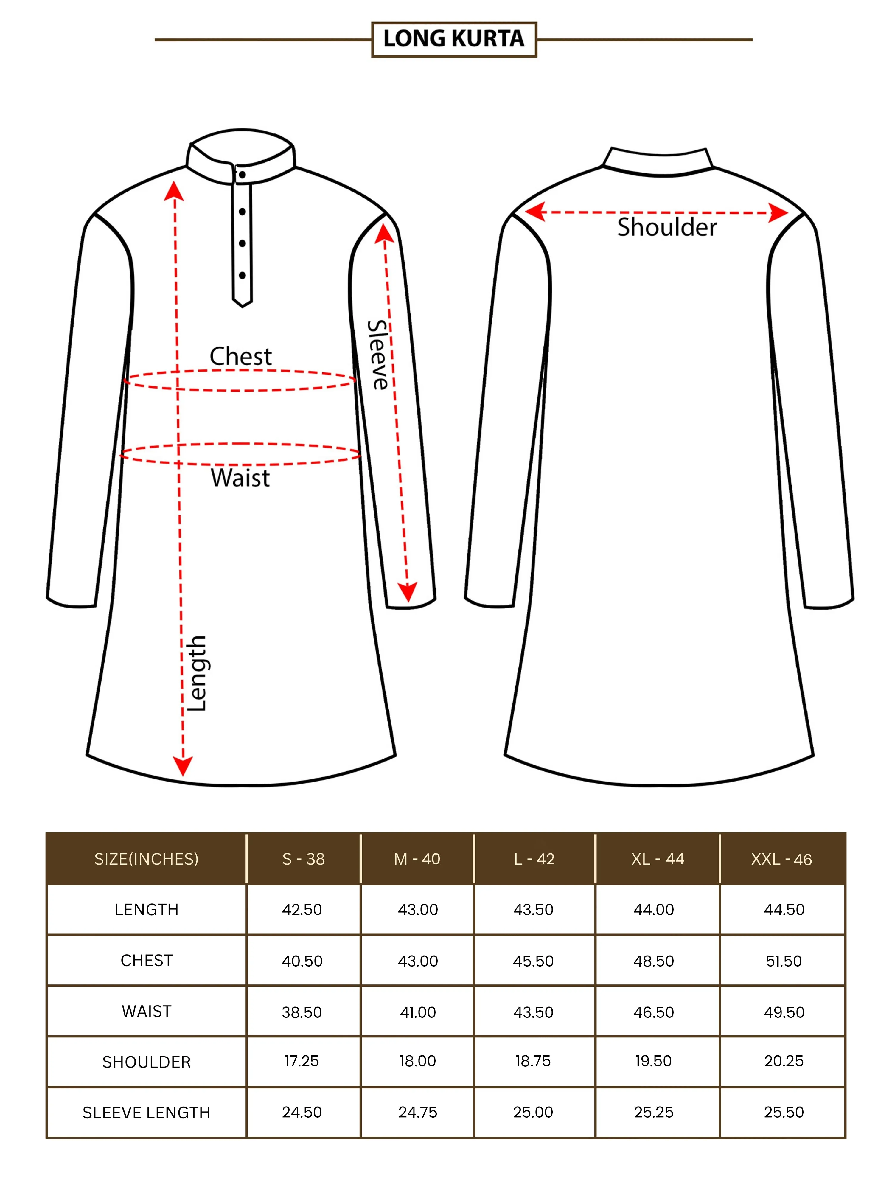 Maroon with Gold Print Long Kurta