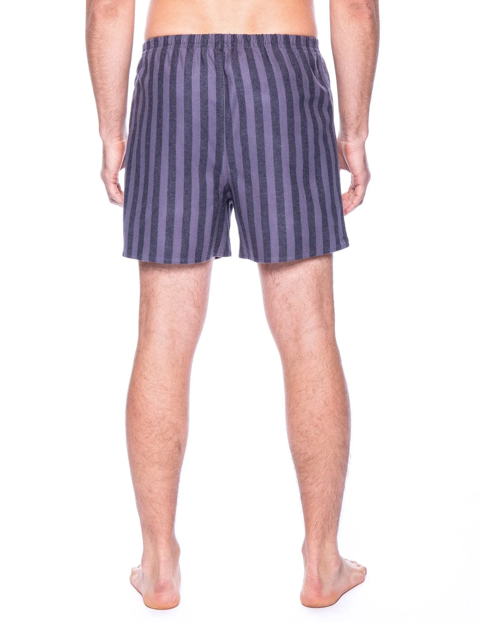 Men's 100% Cotton Flannel Boxers - 2 Pack - Stripes Tonal Blue/Black-Grey