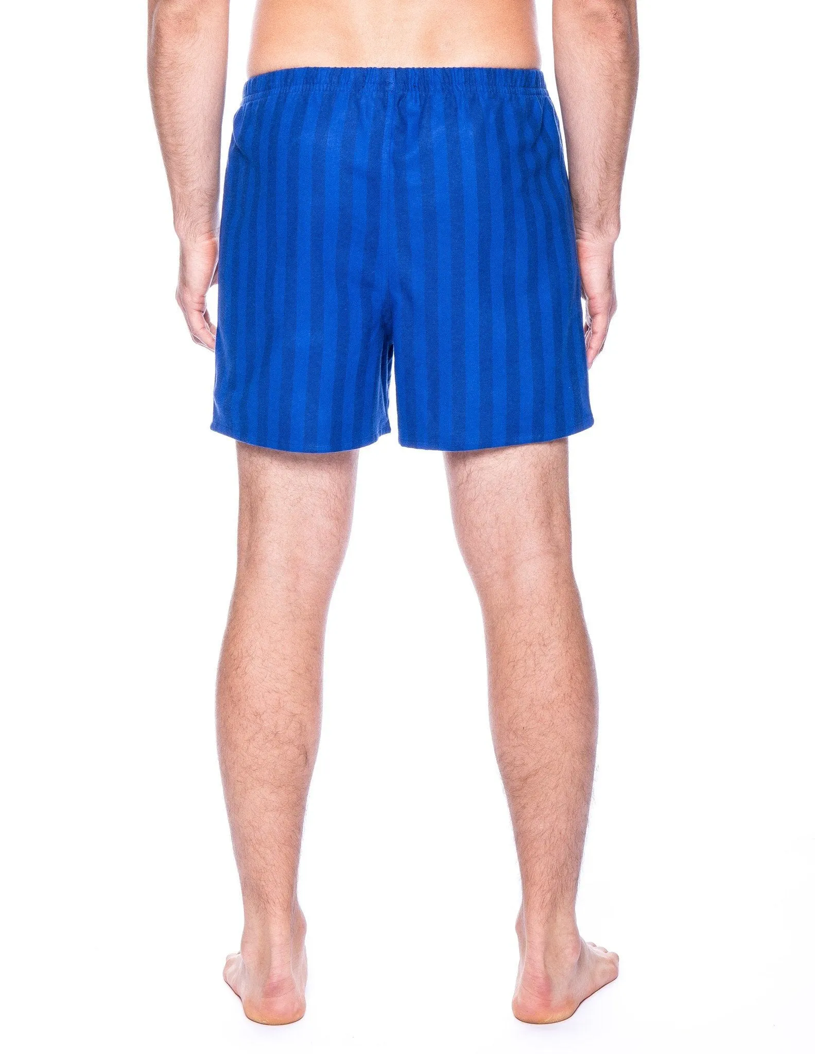 Men's 100% Cotton Flannel Boxers - 2 Pack - Stripes Tonal Blue/Black-Grey