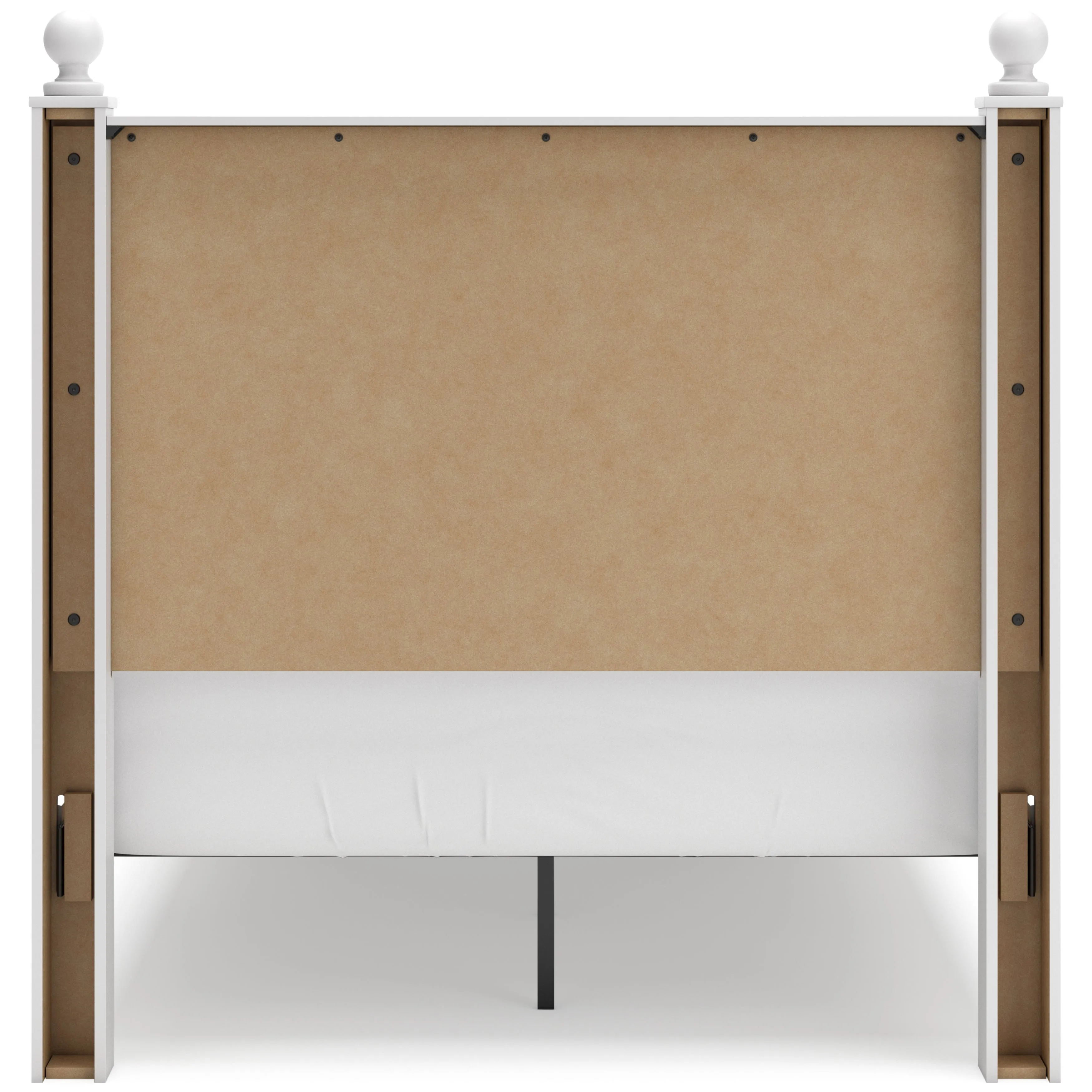 Mollviney Full Panel Storage Bed with Mirrored Dresser and Chest in White