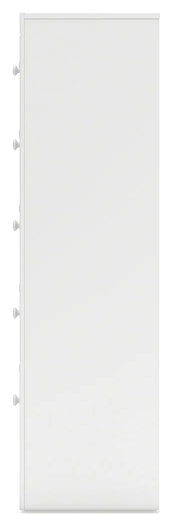 Mollviney Full Panel Storage Bed with Mirrored Dresser and Chest in White