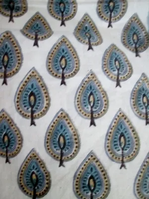 NEW Set ANOKHI 43X43 PRINTED CLOTH NAPKIN Table Decor WHITE BLUE CYPRESS BOHO Entertaining