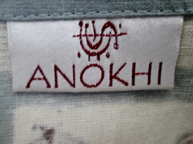 NEW Set ANOKHI 43X43 PRINTED CLOTH NAPKIN Table Decor WHITE BLUE CYPRESS BOHO Entertaining