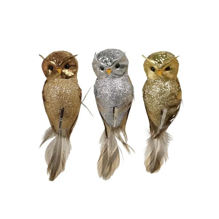 Owl Copper, Champagne or Silver 16cm.