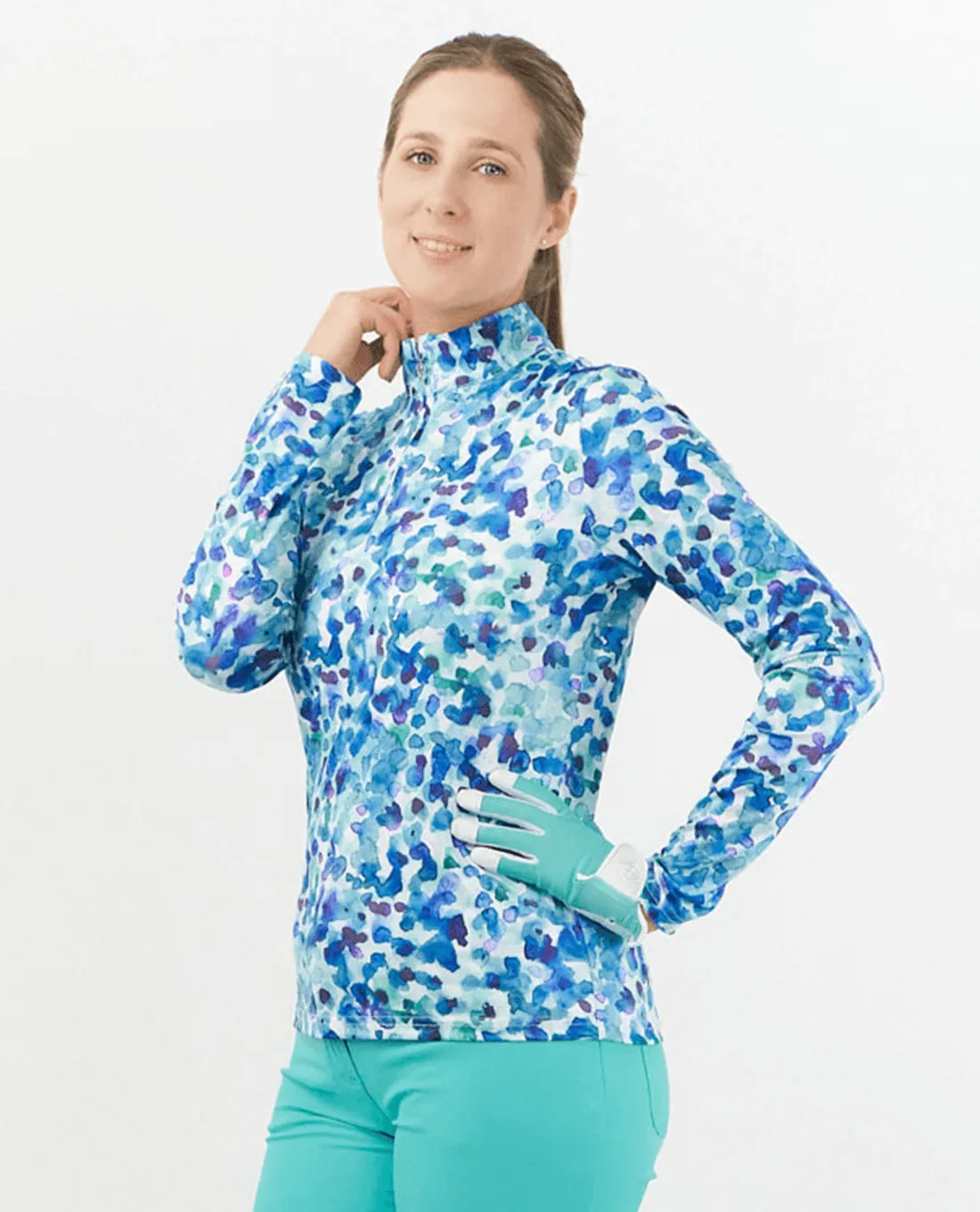 PURE GOLF  Serenity Quarter Zip 441 Dappled Ocean