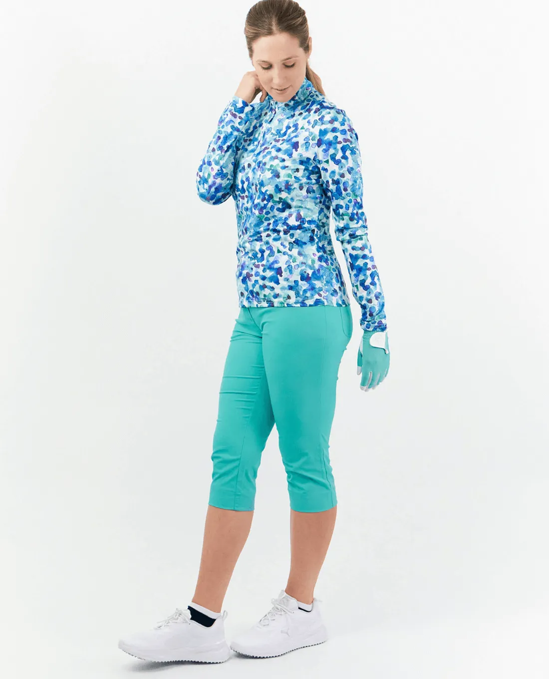 PURE GOLF  Serenity Quarter Zip 441 Dappled Ocean