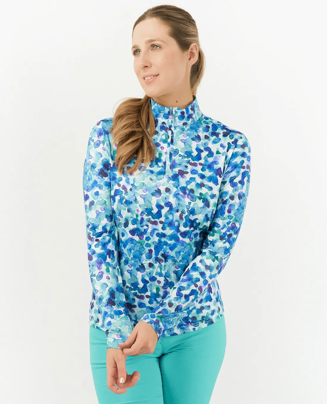 PURE GOLF  Serenity Quarter Zip 441 Dappled Ocean