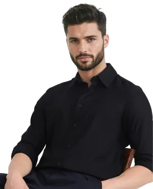 Rare Rabbit Men's Hon Black Cotton Fabric Full Sleeve Collared Neck Button Closure Printed Shirt