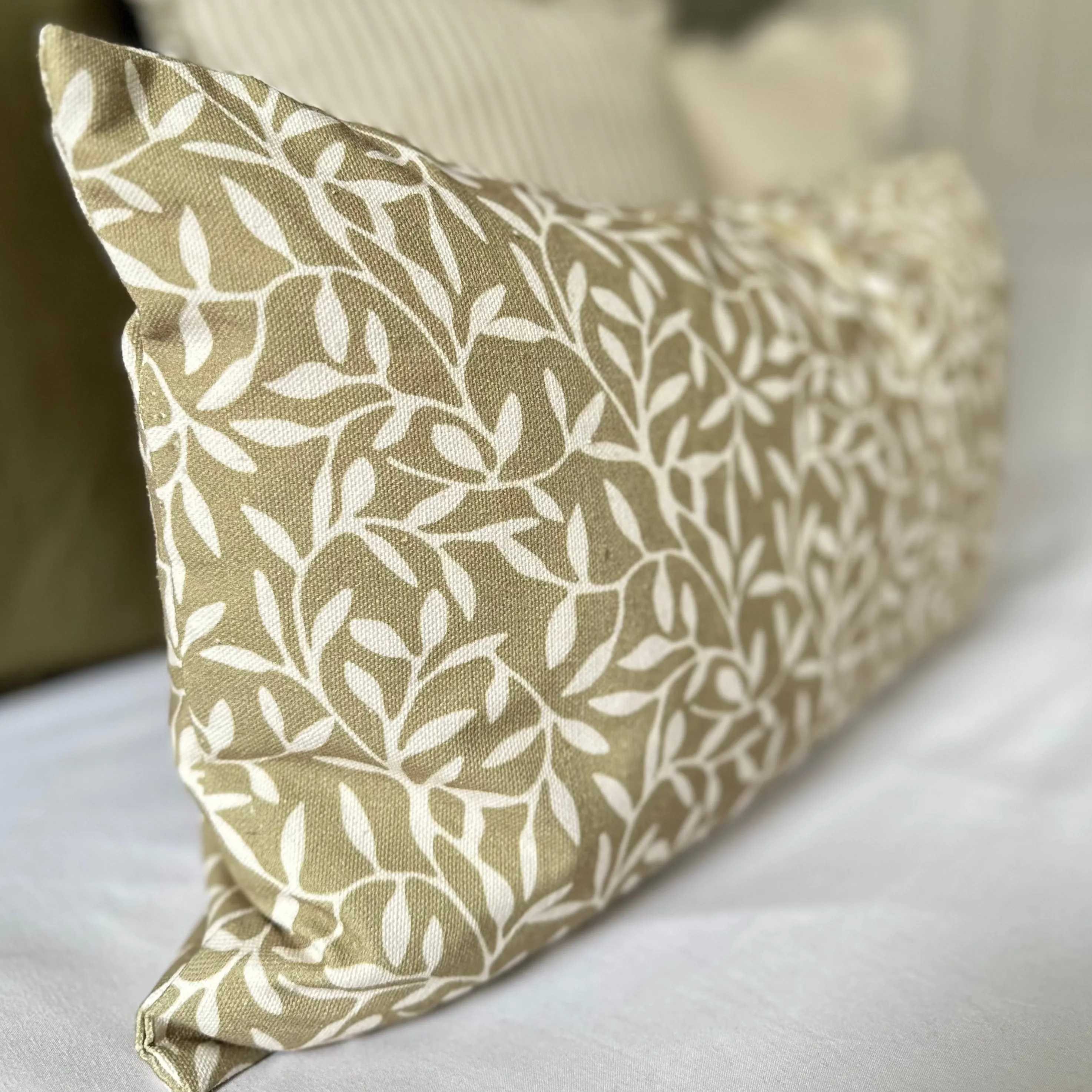 Rectangle Olive Leaf Print Cushion 50x30cm