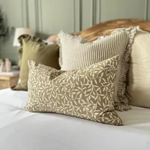 Rectangle Olive Leaf Print Cushion 50x30cm