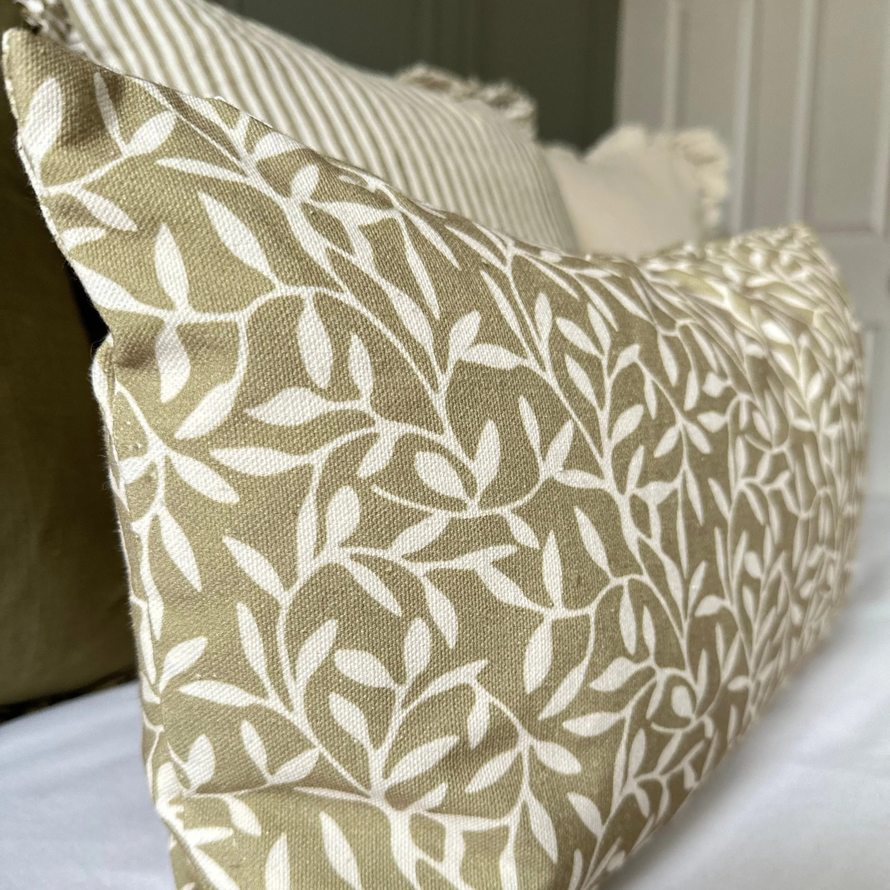 Rectangle Olive Leaf Print Cushion 50x30cm