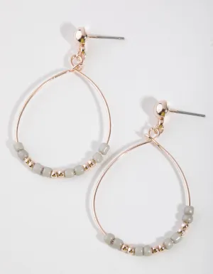 Rose Gold Beaded Tear Drop Earrings