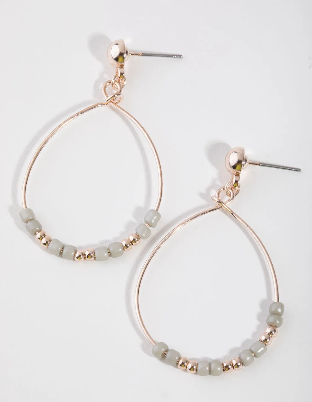 Rose Gold Beaded Tear Drop Earrings