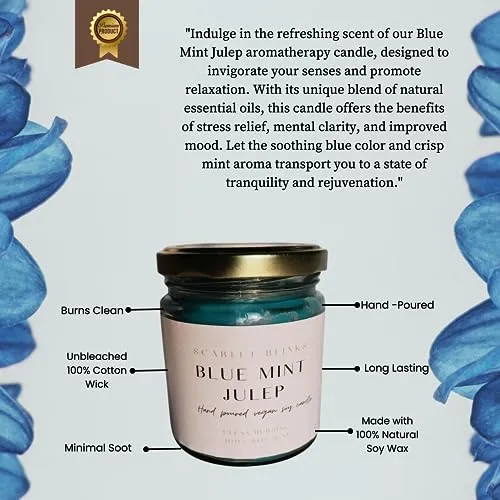 Scarlet Blinks Arabian Delight | Blue Mint Julep | Lavender Serenity | Soy Wax Candles | Aroma Therapy Candles | Burning Time:-45 HRS Pack of 3