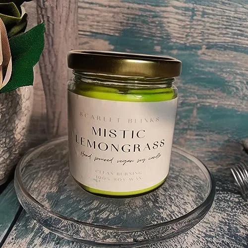 Scarlet Blinks Soothing Sandal Wood and Mistic Lemon Grass | Soy Wax Candles | Aroma Therapy Candles | BurningTime:45HRS Pack of 2