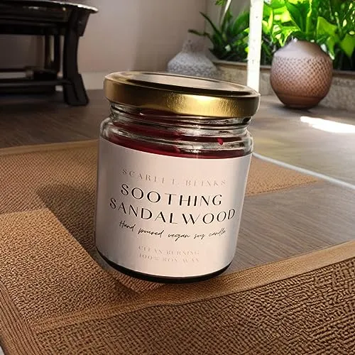 Scarlet Blinks Soothing Sandal Wood and Mistic Lemon Grass | Soy Wax Candles | Aroma Therapy Candles | BurningTime:45HRS Pack of 2
